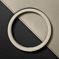 VENDICT 汽車雙色圓形方向盤套, Cotton Beige+Black
