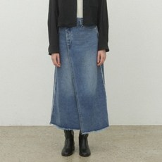 아틀리에나인 여성용 언발란스 랩 데님 롱 스커트 SK-4963