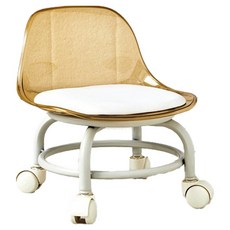 레오빈 무소음 좌식 바퀴 의자, 투명 베이지, 1개