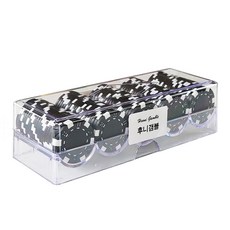 Hooni Gamble 鮮豔新料彩色撲克籌碼 100片 + 壓克力盒, 黑色, 1套