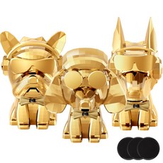 D.O.G 車用空氣清新劑絲帶狗鬥牛犬+杜賓犬+貴賓犬套組金屬金花香+防滑墊3p, 1套