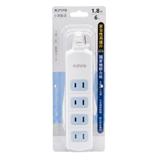 Kinyo 4插延長用電源線 2孔, 1.8m, 白色, 1個