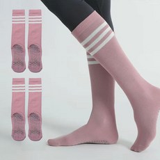 에델린 쓰리라인 롱 논슬립 요가 필라테스 양말, 핑크, 2개