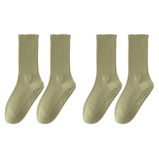 Edelin棉質彈力防滑中筒運動瑜珈皮拉提斯襪, 2個, 綠色