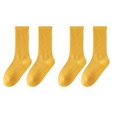Edelin棉質彈力防滑中筒運動瑜珈皮拉提斯襪, 2個, 黃色
