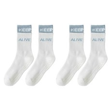 Edelin 雙層撞色中筒防滑運動皮拉提斯襪, 2個, 白色