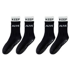 Edelin 雙層撞色中筒防滑運動皮拉提斯襪, 2個, 黑色