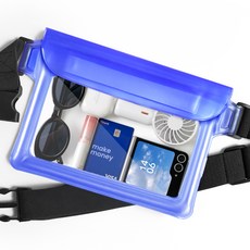 NUART 三重鎖定手機玩水防水包 斜背腰包, 1個, 藍色