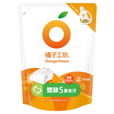 Orange House 橘子工坊 天然濃縮制菌雙酵洗衣精 補充包, 1.5L, 1包