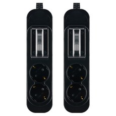 Boedam 高容量2孔延長線, 1.5m, 黑色, 2個