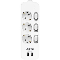 SURGIO 3開3插雙USB延長線 DH-2039MUT, 1.5m, 1組