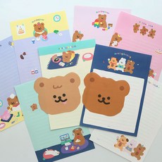 Pinkfoot Dancing Bear信紙組 4款, 4組, 海軍藍+紫色+粉色+薄荷綠