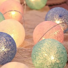 半島良品 氛圍裝飾棉球燈串 1.5m, 糖果色, 1件