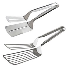 不鏽鋼雙面鍋鏟夾組 S號+L號, 1套, 銀色