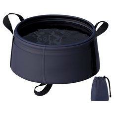 캠핑 아웃도어 접이식 물동 대야 8.5L 케이스 포함, 네이비, 1개