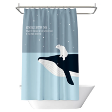 加厚防水浴簾 滌綸材質 ABS掛勾, 1.8 x 1.8m, 藍鯨, 1件