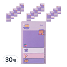 마켓감성 애니멀 캐릭터 스티커 메모지, 곰, 1개입, 30개