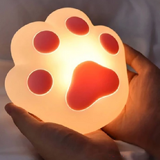 軟萌貓爪矽膠小夜燈, 三檔燈光, 拍打款
