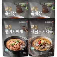 GYODONG 校洞食品 辣牛肉湯 500g 2入+豆渣湯 500g+辣牛骨蔬菜湯 500g, 1組