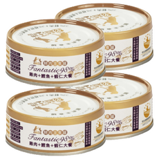 BEyONDPET 超越汪喵 貓主食罐 不含K3防腐劑及雙酚A, 雞肉 + 鰹魚 + 蝦仁大餐, 80g, 4罐