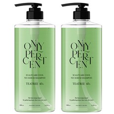 온리퍼센트 티트리 45 두피케어 쿨 지성 샴푸 시트러스향, 2개, 1L
