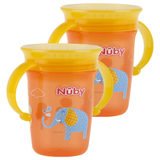 누비 유아용 티칭컵 10410, 오렌지, 2개, 240ml