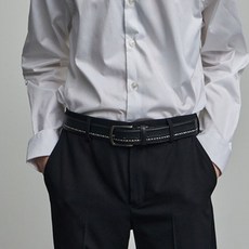 DAKS 高級格紋飾帶皮帶 DBBE4F720BK