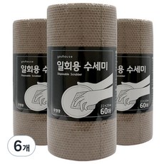 유하우스 롤형 일회용수세미, 멜트브라운, 60개입, 6개
