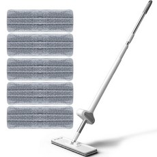 MONACO OLIVE 免手洗推拉式平板拖把+超細纖維替換拖布 5入, 1組