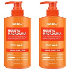 KUNDAL 昆黛爾 蜂蜜澳洲堅果保濕沐浴露 Baby Powder, 500ml, 2瓶