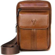 BLUEMOUNT 牛皮斜背包 Z8615, 棕色