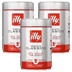 illy 意利 Classico中烘培咖啡粉, 摩卡壺, 250g, 3罐