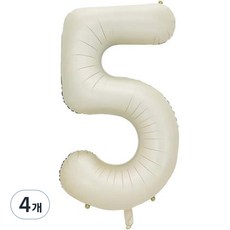 Pang Party 數字字母氣球 101cm 5, 白色, 4個