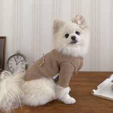 봉쥬르뚜뚜 반려동물 니팅 론론 가디건, 브라운, 1개