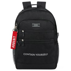 ADDEDIT 素色網眼後背包+鑰匙圈組 隨機出貨, 真黑