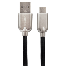 Kinyo USB A-Type-C U鋅條紋極速充電傳輸線 USB-C07 30g, 黑色, 1盒, 1.2m