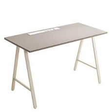 리바트 프레일 콘센트형 1200 일자책상 방문설치, 그레이(상판) + 화이트(다릿발)