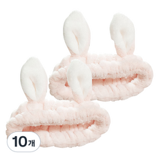 鬧騰姐妹 兔耳洗臉髮帶, 10個, 象牙粉