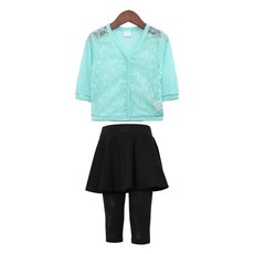 유라비 레이스 매쉬 가디건 7부 플레어 치렝스 세트