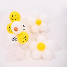 PARTYSHOW 微笑生日派對 70cm 花朵支架裝飾氣球組, 1套, 白色