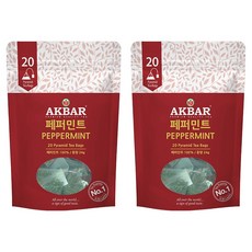 AKBAR 胡椒薄荷茶三角茶包, 1.2g, 20個, 2袋