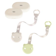 tgm 小熊造型奶嘴夾組附收納盒 - 嫩綠色1入, 橄欖綠 + 淺灰色, 1組