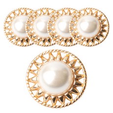 東大門鈕扣王 太陽的後裔 鈕扣 18mm, 珍珠 + 金色, 5個