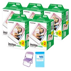 FUJIFILM 富士 instax 拍立得mini空白底片 100張+迷你相本+手機支架 顏色隨機出貨, 單品, 1組