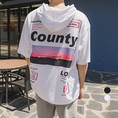 男款 US County 連帽短袖T恤