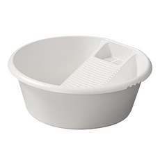 一體成型加厚多功能洗衣板水盆 大圓款 白色 尺寸48x48x19公分, 1個