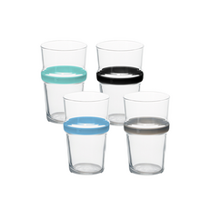 Luminarc 樂美雅 STEREO隨行杯4件組, 灰色, 黑色, 藍綠色, 藍色, 320ml