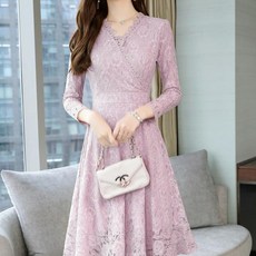 PAPERMENTS 女款大尺碼蕾絲花紋修身連身裙, 粉色的