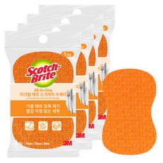 스카치브라이트 3M 올인원 아크릴 제로 스크래치 수세미, 1개, 4개