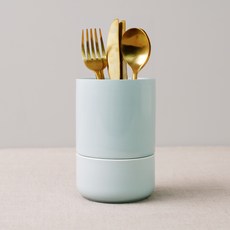 BOWLBOWL 韓國製 復古系列 瀝水餐具筒 M, 天空藍 + 天空藍, 1個